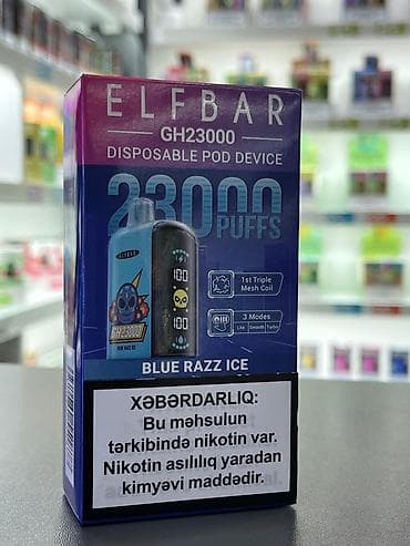 alpha qelyan: Məhsul: Elfbar GH23000 – birdəfəlik pod cihazı Xüsusiyyətlər: - 23000 — 5