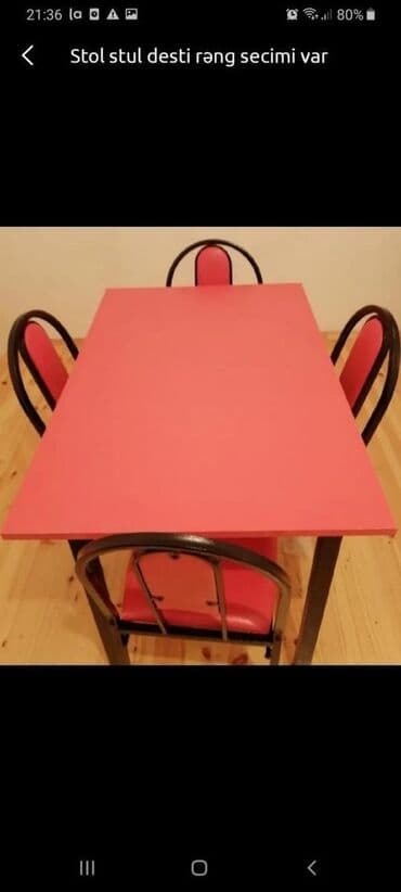 Masa və oturacaq dəstləri: Qonaq otağı üçün, Yeni, Açılan, Dördbucaq masa, 6 stul — 18