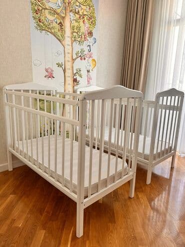 детская кровать баку: Oğlan və qız üçün, İşlənmiş, Dördbucaq, Beşik, Matras ilə, Yellənmə mexanizm ilə — 1