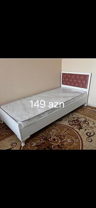 a class mebel: Tək nəfərlik çarpayı – 149 AZN - Rəng: ağ karkas, başlıqda tünd — 1