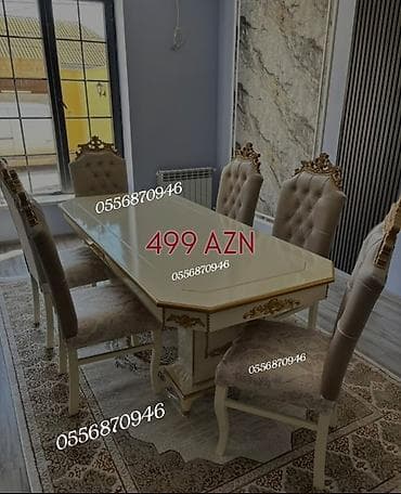 Для гостиной, Новый, Нераскладной, Прямоугольный стол, 6 стульев — 1