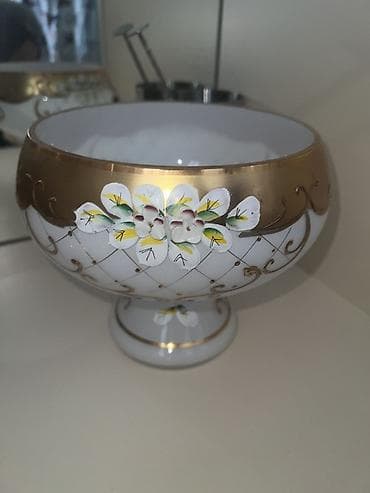 Böyük şüşə-büllur dekor dəsti - Material: qalın şüşə/büllur gövdə