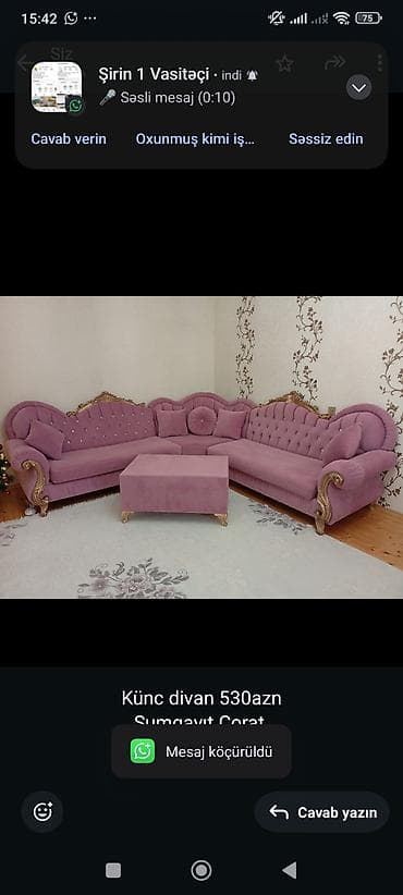 Künc divan 530azn
Sumqayıt Corat.
Zəhra🌷8633d