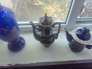 samovar cay: Çay dəsti, rəng - Göy, Xrustal, Rusiya — 1