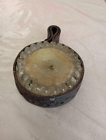 şam: Vintage şam qabağı və metal qapaq dəsti - Material: qalın şüşə şam — 2