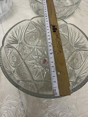 emsan qab qacaq: Kəsimli şüşə/kristal salat qabı - Material: qalın, aydın kəsimli şüşə — 2