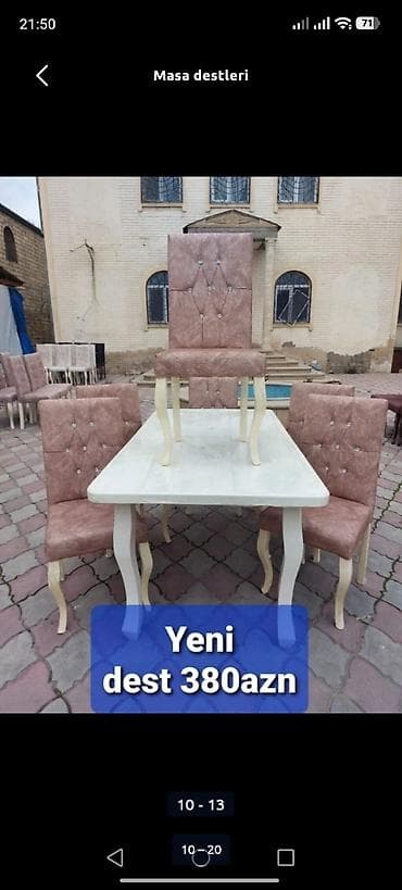 stol uzu: Qonaq otağı üçün, Yeni, Açılmayan, Dördbucaq masa, 4 stul — 1