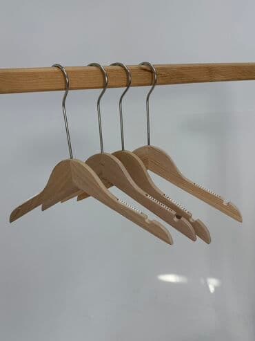 Taxta paltar asqısı dəsti - Material: təbii ağac gövdə, paslanmayan