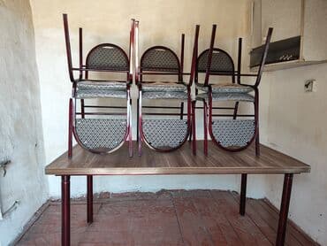 6 ci mikrorayon satilan heyet evleri: Balkon üçün, Yeni, Açılmayan, Dördbucaq masa, 6 stul — 1