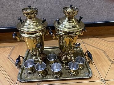 samavar ucuz: Çay dəsti, rəng - Qızılı, Metal, 6 nəfərlik — 2