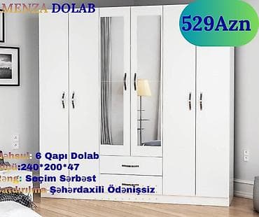 ofis dolabi: Yeni, 5 qapı, Güzgülü, Ağ, Digər material, Açılan, Düz dolab — 1