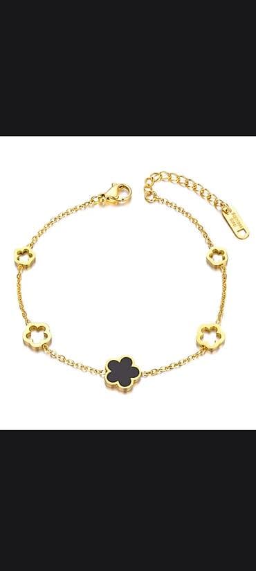 xuping nedir: Qızıl rəngli çiçək motivli zərgərlik seti - Material: paslanmayan — 2