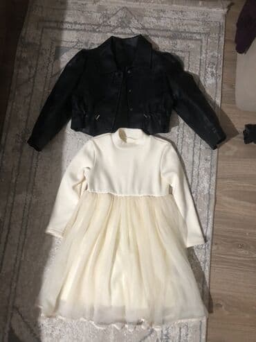 Donlar: Məhsul: Qız uşaqları üçün dəst – krem rəngli paltar + qara qısa deri — 1