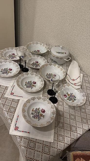 salat qablari: Nahar dəsti, rəng - Ağ, Farfor — 8