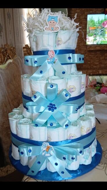 4 ayliq usaq sekilleri: Uşaq bezlərindən hazırlanmış dekorativ “tort”. - 3 mərtəbəli — 1