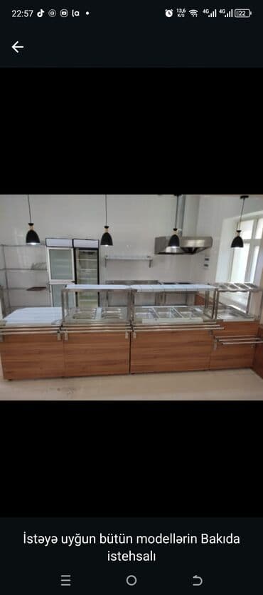 hazır vitrin: Paslanmayan metaldan hazırlanmış, üstü şüşə ilə örtülmüş, yeməklərin — 2