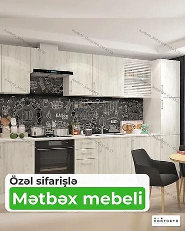Özəl sifarişlə hazırlanmış mətbəx mebeli - Fasad: açıq ağ-ağac