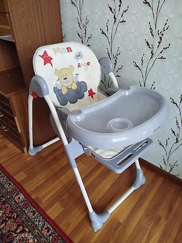 körpə: Uşaq yemək stulu - Rəng: boz-ağ tonlarda - Yumşaq, yuyula bilən — 1