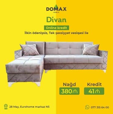 mətanət a: Künc divan, Yeni, Açılan, Bazalı, Vеlur parça, Pulsuz çatdırılma — 1