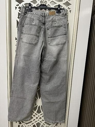 boyfrend cinslər: Geniş kəsimli boz denim şalvar - Model: wide leg/ skater - Rəng: açıq — 2