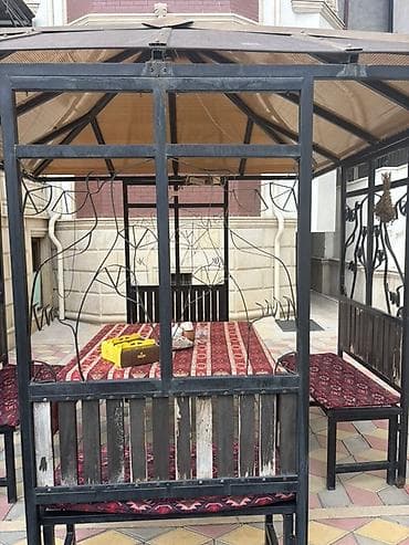Садовая, уличная мебель: Прямоугольный стол, 2 стула, Нераскладной, Со стульями, Металл, Азербайджан — 3