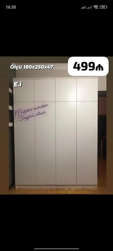 Yeni, 4 qapılı, Ağ, Açılan, Düz dolab — 1