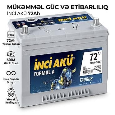 Inci Akü, 72 ah, Orijinal, Türkiyə, Yeni