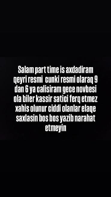 qablasdirici is elanları 2024: Kassir, Qadın, 28 yaş, 3-5 illik təcrübə — 1