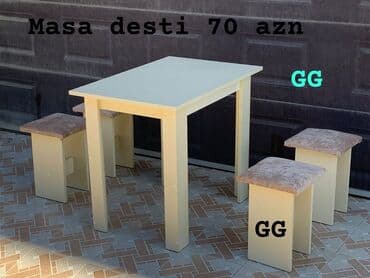 kontakt home metbex stolu: Mətbəx üçün, Yeni, Açılmayan, Kvadrat masa, 4 stul — 5