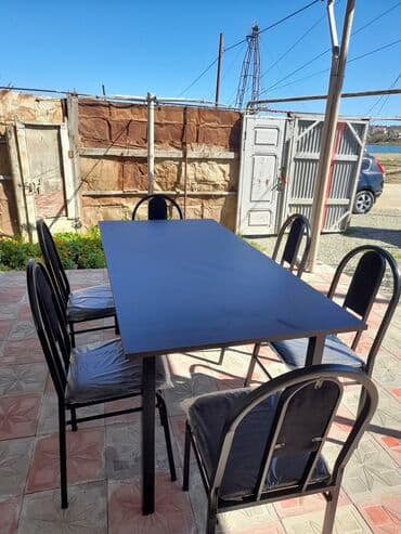 stol stul işlenmiş: Yeni, Dördbucaq masa, 6 stul, Açılmayan, Stullar ilə, Taxta, Azərbaycan — 2