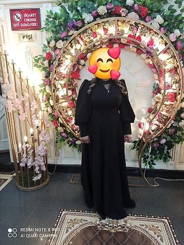 Qadın geyimləri dəsti 1) Qara ziyafət donu 52 - Uzun, axıcı ətəkli