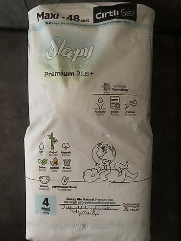 Sleepy Bio Natural Premium Plus+ uşaq bezi – cırtcırlı model - Ölçü: 4