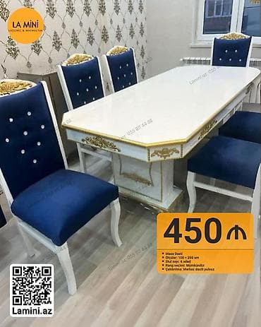 parca stul: Qonaq otağı üçün, Açılmayan, Dördbucaq masa, 6 stul — 1