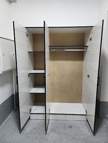 Yeni, 3 qapılı, Taxta, Açılan, Düz dolab