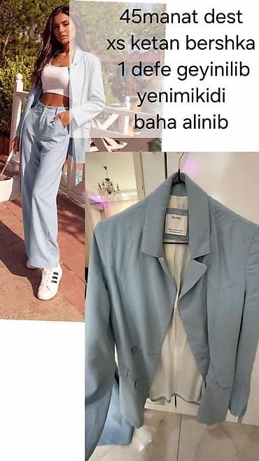 ketan destler: Bershka qadın kostyum dəsti İki hissəli dəst – oversize bleizer və — 2