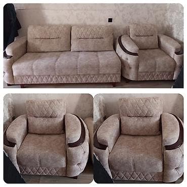 Divan 2 kreslo .Dest 300₼ satilir .Divanin qolun ozumuz sokmusuk eve — 1