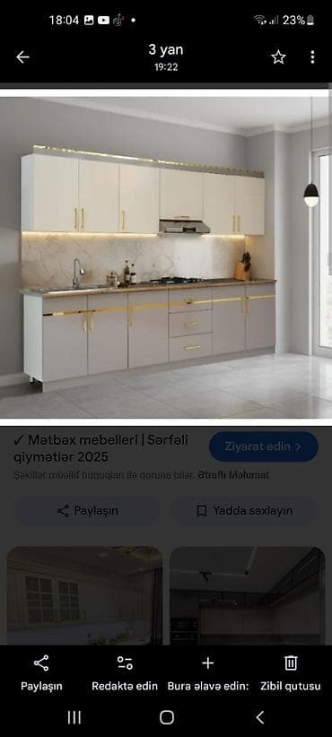 Mətbəx mebeli dəsti – zərif və funksional dizayn - Üst və alt modul