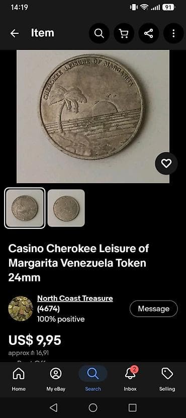sikkeler: Məhsul: Casino Cherokee Leisure of Margarita – Venezuella jetonu — 3