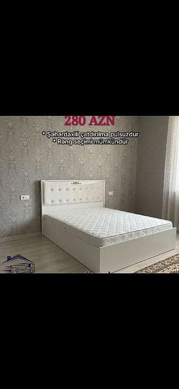 ağ qorka: Yataq dəsti – matras daxil - Müasir dizaynlı iki nəfərlik yataq — 1