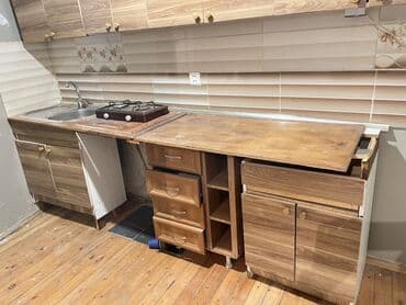 sade metbex mebelleri: Mətbəx mebel dəsti – ağac fakturalı laminat fasadlar - Yuxarı — 2