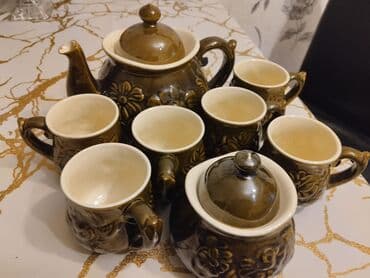 Mətbəx aksesuarları: Çay dəsti, rəng - Qəhvəyi, Keramika, 6 nəfərlik — 1