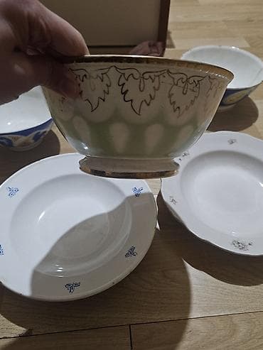cox gozel sekiller: Qədimi porselen qab dəsti birlidke 10 man - 5 ədəd müxtəlif ölçülü — 4