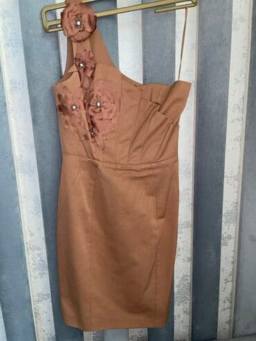 xari bulbul yaxa sancagi: Tünd bej,gul qurusu rəngli elegant kokteyl/gecə geyimi.34/XS razmer - — 1