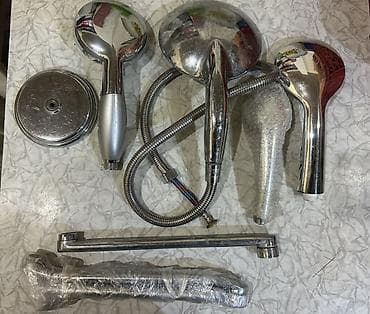 Məhəccərlər: Duş başlıqları və aksesuar dəsti - Xrom örtüklü müxtəlif tip əl — 1