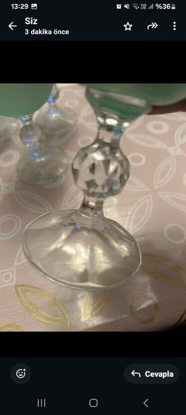 şüşə banka istehsalı: Qədəhlər, rəng - Yaşıl, Şüşə, 6 ədədli dəst — 3