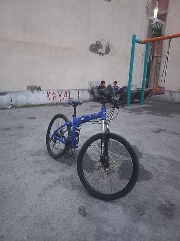 meiredi bike: Velosiped – dağ/şosse tipli, mavi rəng Xüsusiyyətlər: - Tam asqılı — 2