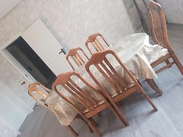 ofis ustolu: Yemək otağı dəsti – oval masa və 6 ədəd stul - Material: ağac karkas — 1