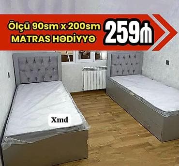 Çarpayılar: Tək nəfərlik çarpayı - Ölçü: 90 sm x 200 sm - Matras hədiyyə — 1