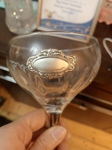 mis qablar: Qədəhlər, rəng - Gümüşü, Şüşə, 12 ədədli dəst, İtaliya — 1