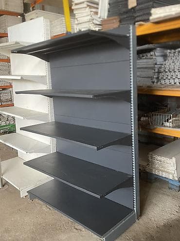 Metal mağaza rəfi - Material: polad/metal konstruksiya - Rəng: boz -